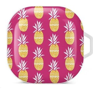 Gouden ananas oordopjes hoesje compatibel met Samsung hard shell beschermhoes wit stijl