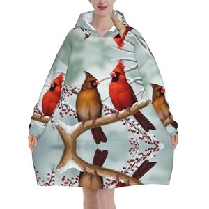 Leuke vogels vrouwen sherpa sweatshirt deken verlengen warme gezellige oversized draagbare zak hoodie volwassenen