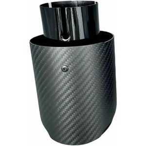 LSYSND 1 stuks universele auto koolstofvezel staartkeel roestvrij staal zwarte keper matte demper uitlaatmondstuk tip