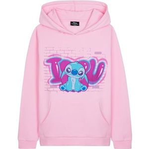 Disney Capuchontrui voor meisjes, cadeau voor kinderen, lichtroze Stitch, 9-10 Jaar