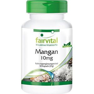 Fairvital | Mangaan capsules 10mg - HOOG GEDOSEERD - van mangaangluconaat - VEGAN - essentieel sporenelement - 90 capsules mangaan gluconaat