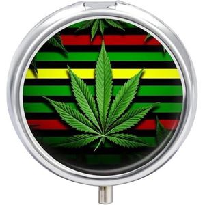 Pil Organizer Leuke Ronde, Onkruid Gestreepte Gedrukt Grappige Pillendoos Grote 3 Compartiment Wekelijkse Maandelijkse Reizen Draagbare Pocket Purse Pil Container