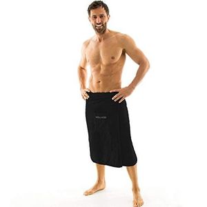 aqua-textil Wellness Saunakilt Heren 70 x 160 cm zwart katoen saunasarong badstof kilt korte snit