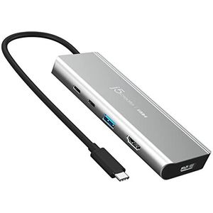 j5create USB4-hub met meerdere poorten-5 in 1 USB4-hub met PD 85W/Dual 4K Display/DisplayPort 1.4/USB-A/USB-C voor MacBook HP Dell Lenovo Surface-laptops en Thunderbolt 3/4- en USB4-apparaten (JCD401)