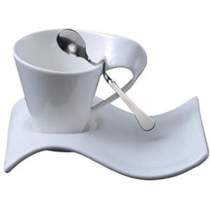 NERHWIVS Koffiekop wit porselein golvend koffiekopje delicate melk dessertmok speciaalvormige keramische espressobeker woondecoratie nieuwe mok (maat: 51-100 ml, kleur: 130 ml-02)
