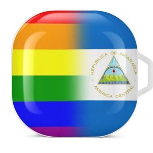 LGBT Pride en Nicaragua vlag oordopjes hoesje compatibel met Samsung hard shell beschermhoes wit stijl