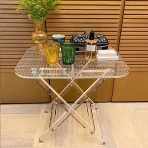 JIERUYI Acryl Tafel Stijl Transparante Luxe Vouwtafel Outdoor Draagbare Tafel Beweegbare Salontafel Voor Woonkamer Balkon