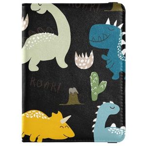 Reisportemonnee paspoorthouder kinderachtig dinosaurus patroon zoete mode kleding paspoorthoes creatieve PU-lederen paspoort 14,5 x 10,9 cm, Kleurrijk, 1 size