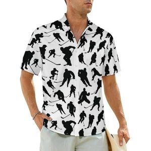 Hockeyspelers herenoverhemden korte mouwen strandshirt Hawaiiaans shirt casual zomer T-shirt XL