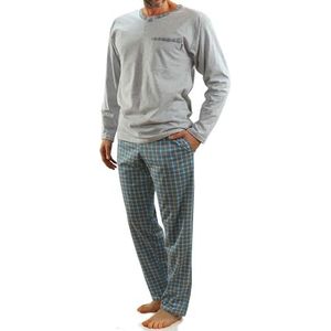SESTO SENSO Heren Pyjama Set Lange Mouw Broek Met Zak Katoen Top & Bottom Nachtkleding M Melange