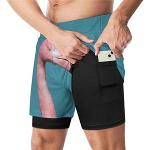 Flamingo's Lover Grappige Zwembroek met Compressie Liner & Pocket Voor Mannen Board Zwemmen Sport Shorts