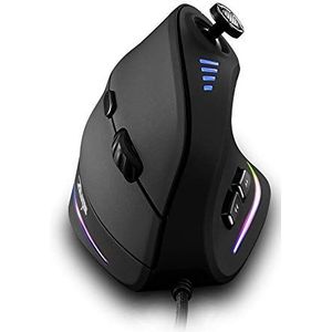 Zelotes Verticale Muis met Joystick,10000DPI, 11 Knoppen Ergonomische Muis, USB Bedrade Gaming Muis Mouse voor Notebook,PC,Zwart
