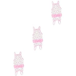 FRCOLOR 3 stuks roze jurk roze jurken trui jurken hondenjurk plooirok met ruches nachthemd van kant nachthemd van katoen kittenkleding volantjurk zomer meisjes shirt