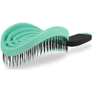 NEW VIDEO! NuWay 4Hair! U.S. Patented Professional Detangling! DoubleC is Double Curved! Best Brush for Applying Any Hair Product! Vented Back - Hair Dryer Safe (Mint Green)