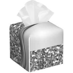 Zilveren Faux Glitter Glam Bling, Tissue Box Cover Tissue Box Houder Tissue Dispenser Tissue Houder