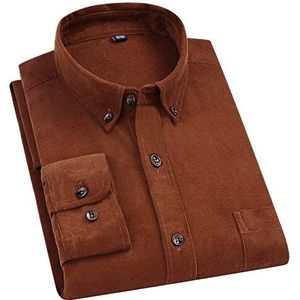 TEMKIN Shirts Men Men Vintage Corduroy Long Sleeve Shirts Casual Cotton Shirts-Brown-43