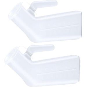 Urinezakken, 2-Pack mannelijke urinoir urine fles for mannen, dikke draagbare plasfles met deksel for reizen, ziekenhuizen, noodgevallen en kamperen(White)