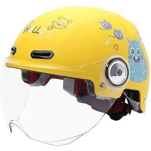 Motorhelm, 3/4 Kindermotorhelm met zonneklep, straatverlichting, bromfiets en ATV-helm for jongens meisjes (5-15 jaar), leeftijd A, 46-55 cm(C)