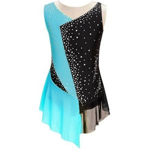 Gymnastiekpak voor meisjes, kunstschaats-jurk voor kinderen, mouwloze body met strass voor jazz, Latijns ballet, lyrica-dans, gymnastiekpak, danskleding voor kinderen, 6