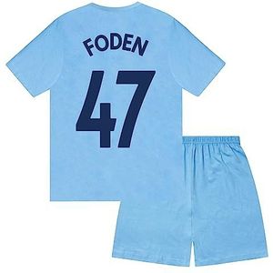MANCHESTER CITY Jongens Pyjama Kort Kinderen Officieel Voetbal Cadeau, Marineblauw Foden 47, 10-11 jaar