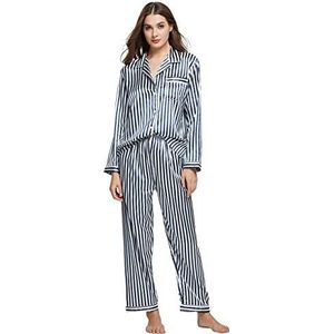Sanraflic Pyjama voor dames, satijn, lang, nachtkleding, loungewear, M