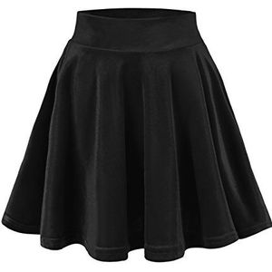 Urban GoCo Vintage fluwelen mini-uitlopende skaterrok voor dames, Zwart, M