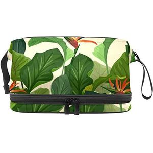 Grote capaciteit reizen cosmetische tas,Plant Groen,Make-up tas,Waterdichte make-up tas Organizer, Meerkleurig, 27x15x14 cm/10.6x5.9x5.5 in