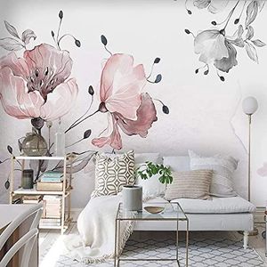 Woonkamer Slaapkamer Achtergrond Behang Roze Bloemen Bloemen Landschap Bank Tv Behang-350Cm×256Cm