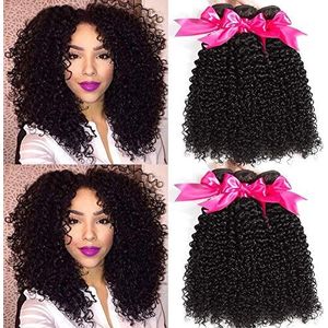 Brazilian Kinky Curly Hair Bundles Brazilian Human Hair Bundles Brazilian Curly Hair 3 Bundles Virgin Brazilian Hair Bundles Natual Black Color 12 14 16inch