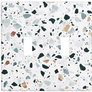 ZhaoYuGoods Witte Parttern Print Muurplaat, Dubbele Toggle Lichtschakelaar Outlet Cover 2-Gang 11,4 cm x 11,4 cm, PC Decoratieve Voorplaat voor Thuis & Kantoor