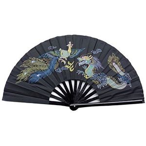 Chinese Tai Chi Martial Art Kung Fu Bamboe Draak en Phoenix Fan Zwart