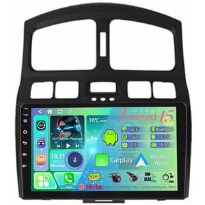 Dubbele Din 9 inch Android 15 Auto Stereo Radio voor Hyundai Classic Santa Fe 2006-2015 met draadloze Carplay AHD Backup Camera Bluetooth Stuurwiel Bediening GPS Navigatie (T200 [4+32G])