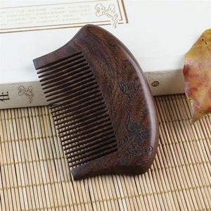 Pocket Houten Kam Natuurlijke Zwart Goud Sandelhout Super Smalle Tand Houten Kammen Geen Statische Kam Haar Styling (Maat: Type 1)