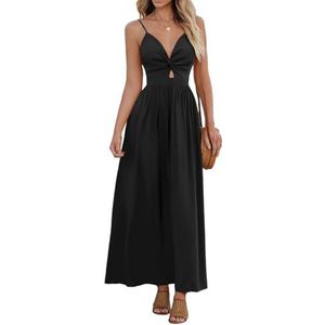 Chiffon baljurken voor dames, mouwloos, bruidsmeisjesjurken voor bruiloft, cocktailjurk, grote maten, Zwart, 32