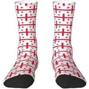 Evengigy Vlag van Georgië Grappige Sokken Crazy Fashion Cool Gepersonaliseerde Zachte Crew Sokken voor Mannen Vrouwen Unisex, 2 Zwart-2, One size