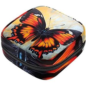 Kleurrijke Vlinder Maandverband Opbergtas Menstruatie Pad Tas Draagbare Menstruatie Cup Pouch met Rits voor Tiener Meisjes Vrouwen Dames