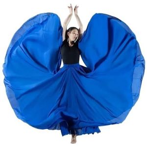 Flamencorok for vrouwen, 720 graden, volle cirkelvormige swingrok, Spaans danskostuum, volwassen, vloeiende, geplooide gelaagde rok for optredens, Halloweenfeest, rode krijtthema-outfit(Royal blue_XS)