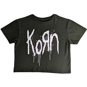 Korn Crop Top T Shirt Still A Freak Band Logo nieuw Officieel Vrouwen Groen L