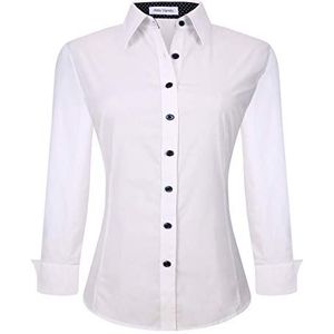 Alex Vando Dames Hemden Normale Pasvorm Lange Mouwen Stretch Werkhemd