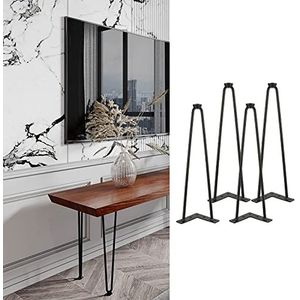 ShiShi Hairpin Tafelpoten, tafelpoten van haarspelden, poten hoogte 50 cm, poten van staal, Scandinavische meubelpoten, zwart A