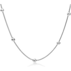 Roestvrij staal goudkleurige ronde bal hanger ketting ketting mode-sieraden for dames of heren (Color : 45cm_Silver)