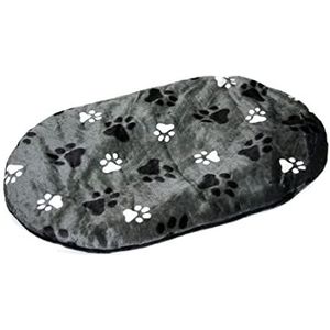 duvoplus, Ovaal kussen met pootafdruk, 70 x 47 x 5 cm, grijs, fijn kussen, zachte overtrek, geschikt voor een hondenbed, wasbaar op 30 graden, zacht pluche, boven- en onderkant