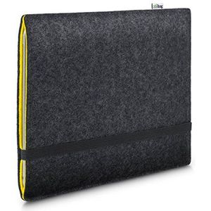Stilbag vilthoes voor Apple iPad Pro 12.9 (2018) | Merino wolvilt case | FINN collectie - Kleur: antraciet/geel | Tablet beschermhoes Made in Germany