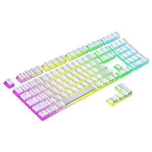 Ranked Pudding PBT Toetsen | 112 Double Shot Doorschijnend ANSI US & ISO Layout | OEM-profiel voor Mechanisch RGB-gamingtoetsenbord (Wit)