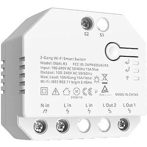 2-Way Dual Relay Smart Curtain Shutter Switch Power Metering APP-bediening(DUALR3 Lite)