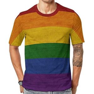 Gay Pride Flag Heren T-shirt met korte mouwen en ronde hals print casual T-shirt 6XL