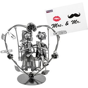 Brubaker huwelijkscadeau bruidspaar op schommel met hart - 24 cm - cadeau-idee voor geldgeschenk + wenskaart voor bruiloft