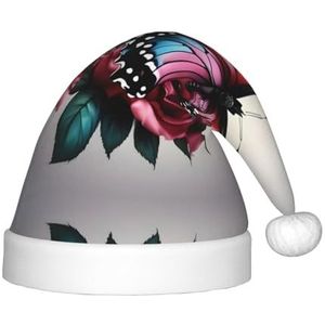 SSIMOO Roos en vlinder heerlijke kinderen pluche kersthoed - vakantie decoratieve hoed voor feesten, feestelijk plezier en meer