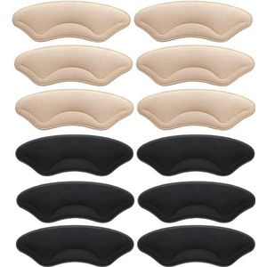 Dzxin Hielkussentjes, 6 paar hielpads schoeninzetstukken voorkomen hielblaren en losse schoenen, voor hielpijnverlichting 3 zwart en 3 beige