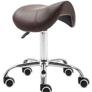 JAVPTAV Professionele Ergonomische Zwarte Wielen Zadelstoel voor Clinic Spa Salon Verstelbare Hoogte Rollende Kruk Met Wielen Snijden Zadelkruk (Bruin)